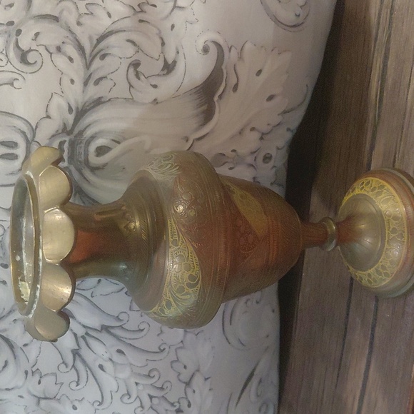 INDIA SOLID BRASS VASE Vintage - Picture 7 of 10